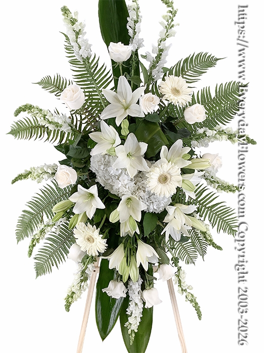White Flower Standing Spray With Stand