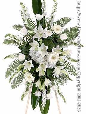 White Flower Standing Spray With Stand