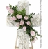 White Funeral Cross With Light Pink Roses
