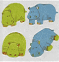 400 Fuzzy Hippo Stickers in roll of 100 modules (2" x 2"), Each Sticker 1"<BR>(FREE STANDARD SHIPPING IN U.S.)
