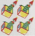 400 Fuzzy Jack In Box Stickers in roll of 100 modules (2" x 2"), Each Sticker 1"<BR>(FREE STANDARD SHIPPING IN U.S.)