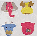 400 Fuzzy Animal Head Stickers in roll of 100 modules (2" x 2"), Each Sticker 7/8"<BR>(FREE STANDARD SHIPPING IN U.S.)