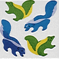 400 Mother-of-Pearl Skunk Stickers in roll of 100 modules (2" x 2"), Each Sticker 1-1/4"<BR>(FREE STANDARD SHIPPING IN U.S.)
