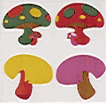 400 Mother-of-Pearl Mushroom Stickers in roll of 100 modules (2" x 2"), Each Sticker 3/4"<BR>(FREE STANDARD SHIPPING IN U.S.)