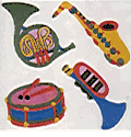 400 Mother-of-Pearl Music Instrument Stickers in roll of 100 modules (2" x 2"), Each Sticker 1-1/4"<BR>(FREE STANDARD SHIPPING IN U.S.)