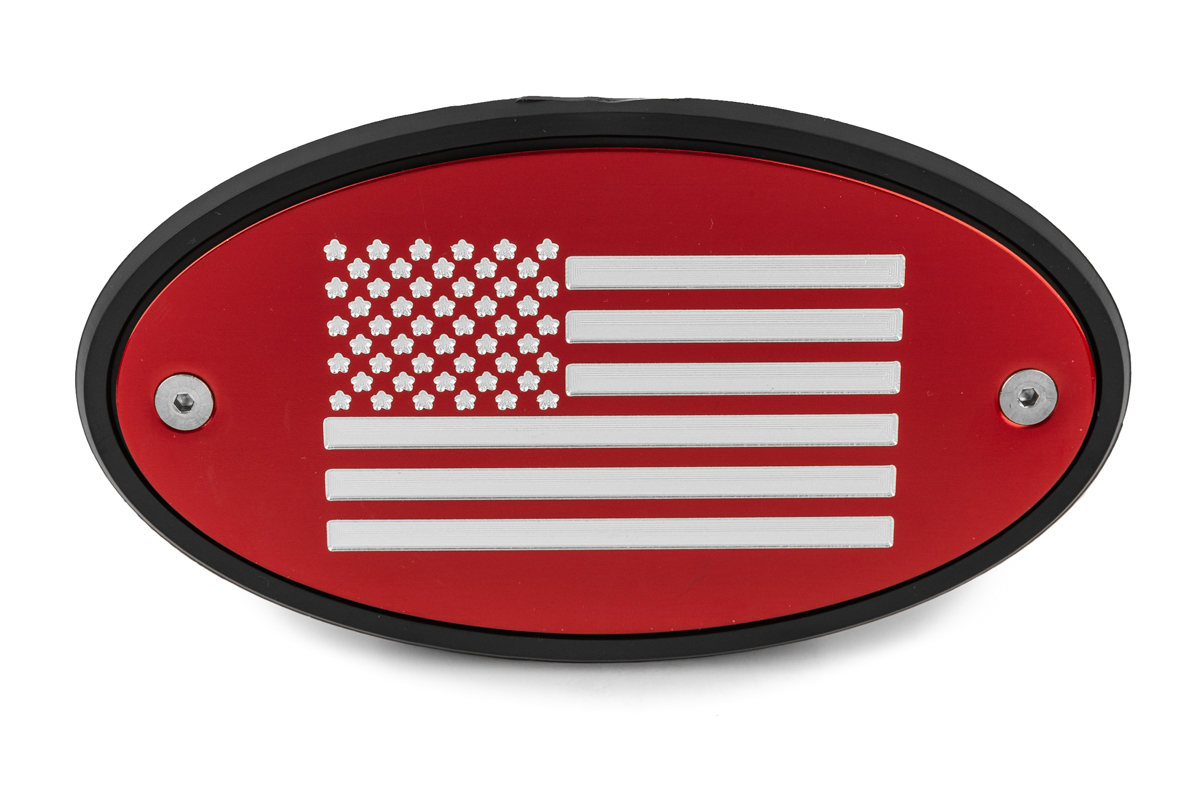 American Flag Red Receiver Hitch Cover