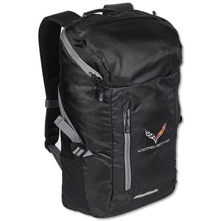 Corvette Backpack C7 Racing Flags Logo Black/Gunmetal Gray