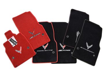 Chevrolet Corvette C8 Front Floor Mats Stingray - Z06 Logos E-Ray - Premium Upgrade