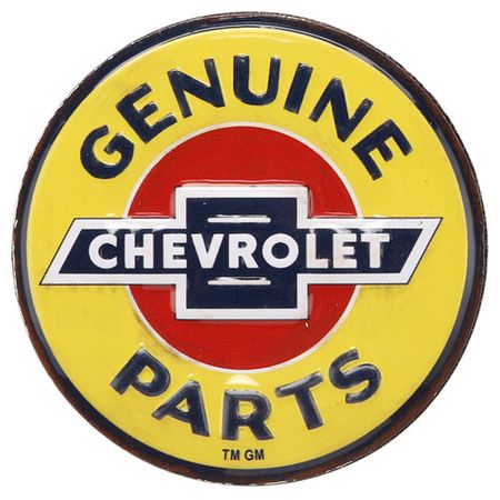 Chevrolet Genuine Parts Silver Tin Decorative Sign - Toolbox Refrigerator Magnet