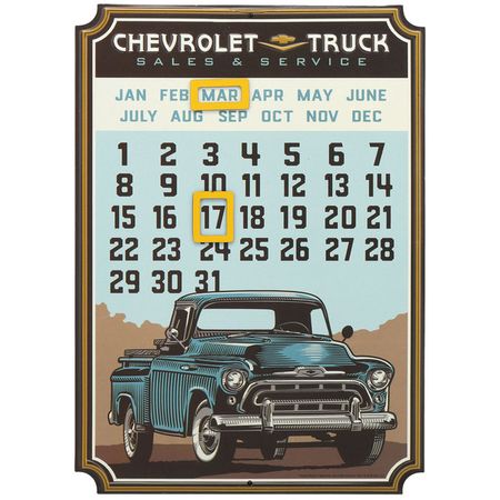 Chevy Truck Embossed Tin Calander - 14 Inch