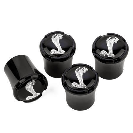Cobra Snake Tire Valve Caps - Black Finish or Real Chrome Plated