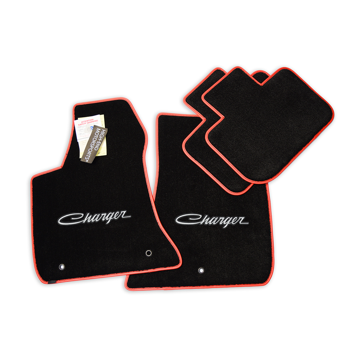 Dodge Charger Floor Mats 4PC – Classic Script Scat Pack Logos – Premium 32oz Upgrade