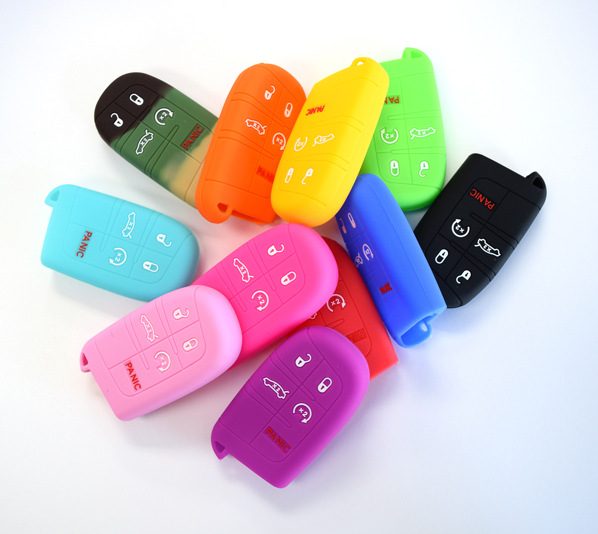 thumbnail image 2 of Green Silicone Remote Key Case Cover For Chrysler Dodge Jeep VW – Includes Black Key Chain, CHRYGR 2 of 6
