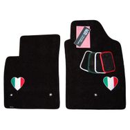 Fiat Custom Black Floor Mats - Heart My Italian Logo