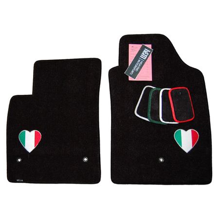 Fiat Custom Black Floor Mats - Heart My Italian Logo