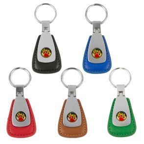 Flames Leather Teardrop Key Chain Fob