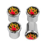 Flames Logo Black Tire Valve Caps