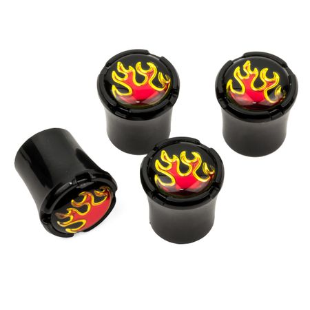 Flames Logo Black Tire Valve Caps