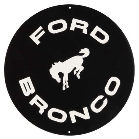 Ford Black Bronco Embossed Tin Garage Decorative Sign - 12 Inch