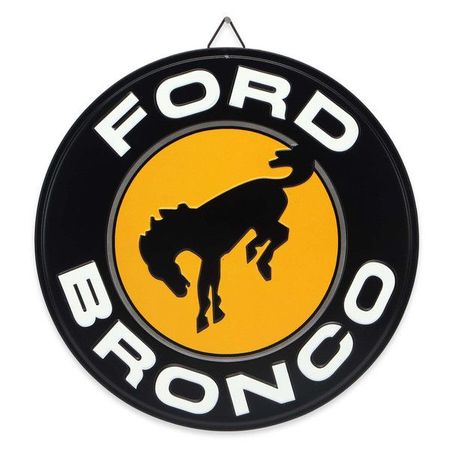 Ford Bronco Black and Yellow Tin Garage Decorative Sign -12 Inch