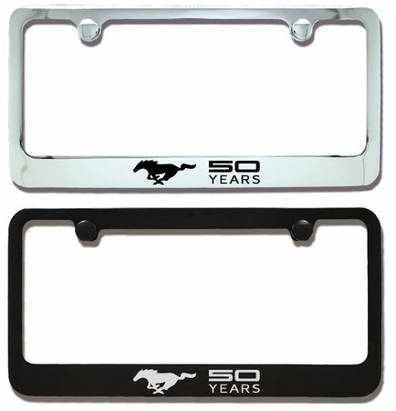 Ford Mustang 50 Years Engraved License Plate Frame Custom Fill Colors