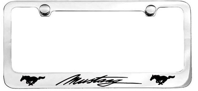 Ford Mustang Script Engraved License Plate Frame - Custom Fill Colors