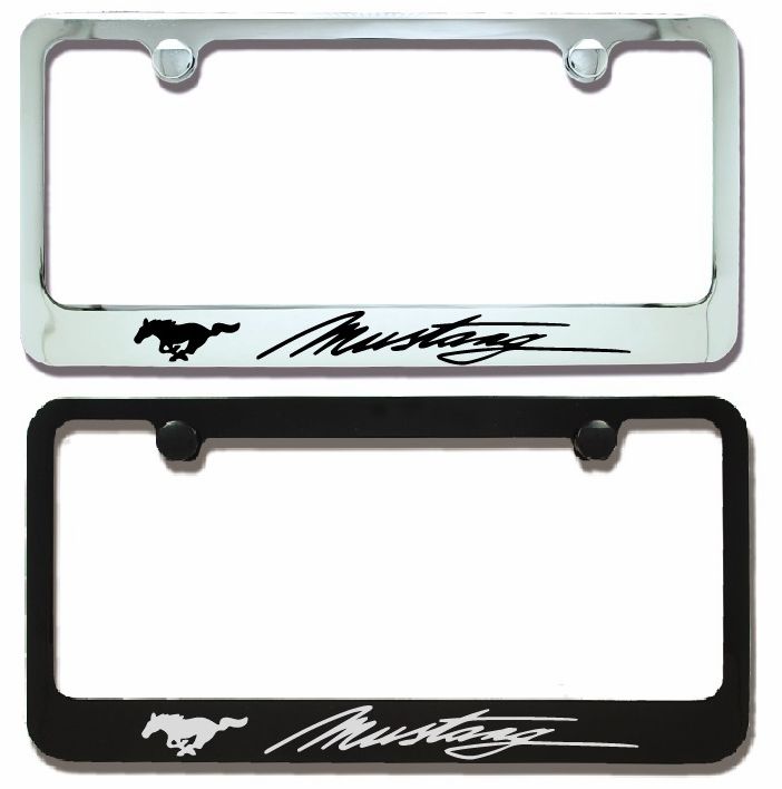 thumbnail image 2 of Ford Mustang Black Acrylic License Plate With Chrome Frame - Front Or Rear - Au-Tomotive Gold 2 of 4