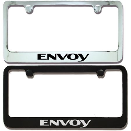 GMC Envoy Engraved License Plate Frame - Custom Finish and Logo Colors