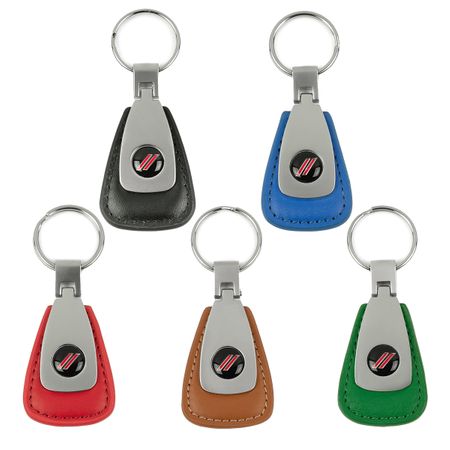 Hash Racing Stripes Leather Teardrop Key Chain Fob