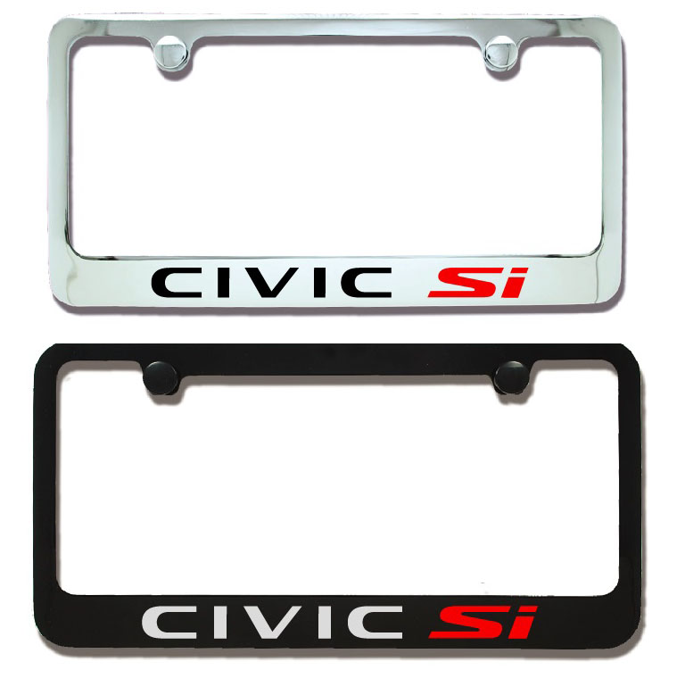 thumbnail image 2 of Honda Civic Si Unbreakable Polycarbonate License Plate Frame – Black, Front/Rear, Licensed 2 of 5