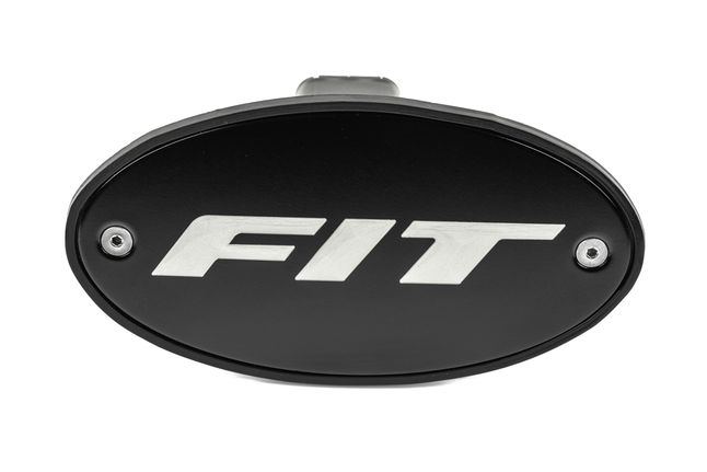 Honda Fit Black Hitch Cover - Silver Logo