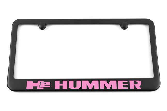 Hummer H2 Satin-Black License Plate Frame Pink