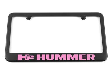 Hummer H2 Satin-Black License Plate Frame Pink