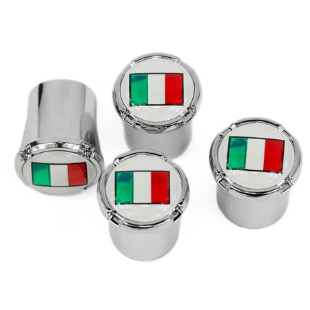 Italian Flag Chrome Valve Caps