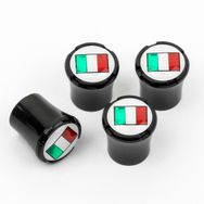 Italian Flag - Logo Black Tire Valve Caps