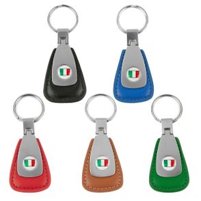 Italian Flag Leather Teardrop Key Chain Fob