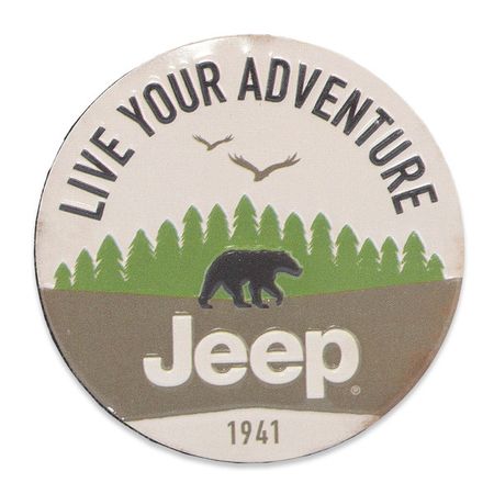 Jeep Adventure Bear Embossed Tin Decorative Sign - Toolbox Refrigerator Magnet