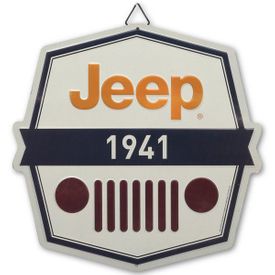 Jeep Classic 1941 Grille Embossed Tin Decorative Sign - 12 Inch