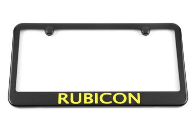 Jeep Rubicon Satin Black License Plate Frame - Yellow