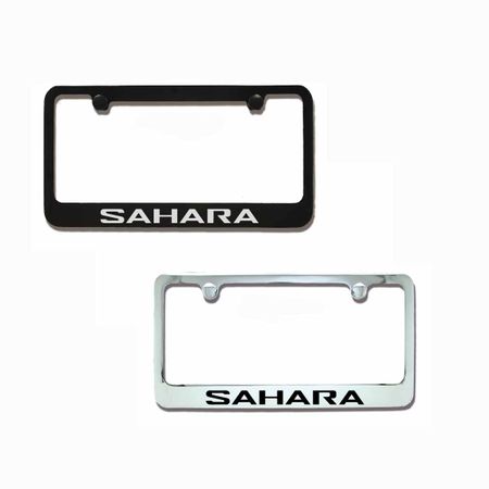 Black Chrome License Plate Frame T304 Stainless Steel Laser Engraved Jeep Logo