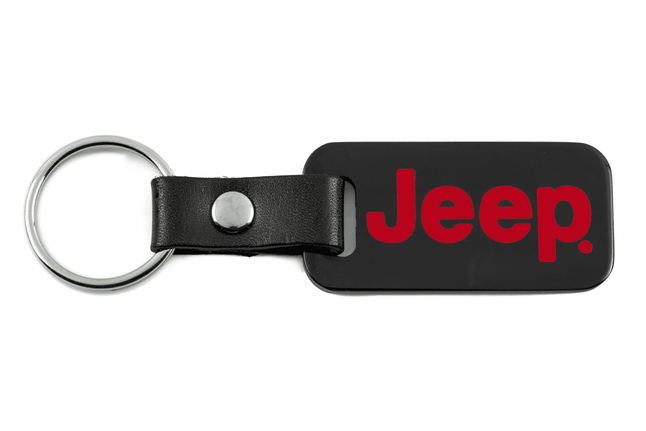 Jeep Satin Black Key Chain Fob - Red