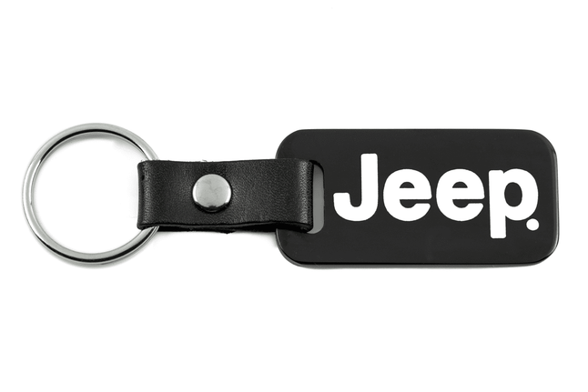 Jeep Satin Black Key Chain Fob - White