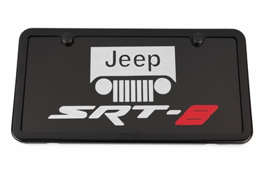 Jeep SRT8 Satin-Black License Plate Tag and Black Frame