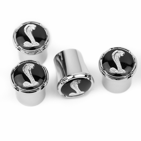 Cobra Snake Tire Valve Caps - Real Chrome Plated or Black Finish