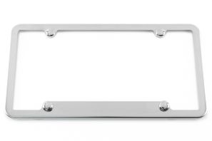 Notched Bottom Real Chrome License Plate Frame
