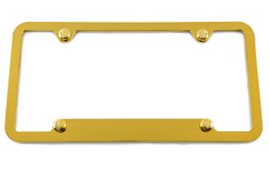 Notched Bottom Gold Chrome License Plate Frame