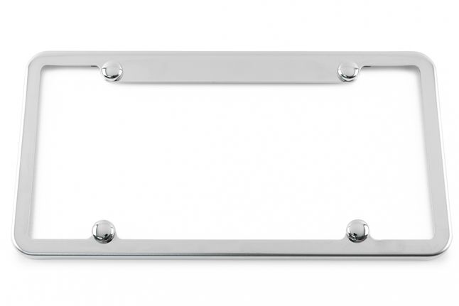 Notched Top Real Chrome License Plate Frame