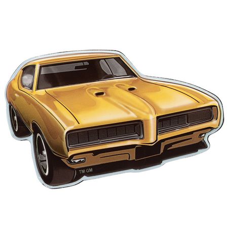 Pontiac GTO Classic Embossed Tin Decorative Sign Yellow - Toolbox Refrigerator Magnet