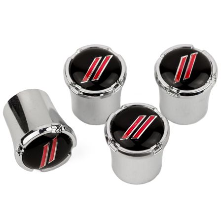 Racing Stripes hash Logo Chrome Tire Valve Caps