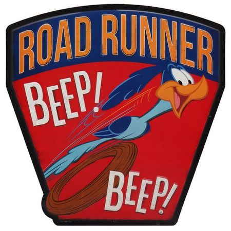 Road Runner Looney Tunes Beep Embossed Tin Decorative Sign - 12 Inch